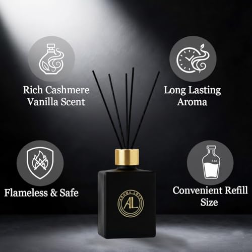 Black Reed Diffusers for Home | Premium Fragrance Diffuser | Reed Diffuser Sticks in Oil Set with Cashmere Vanilla Scent | Smell Good Stuff | Long-Lasting Oil for Bathroom & Office (5 oz) - Image 3