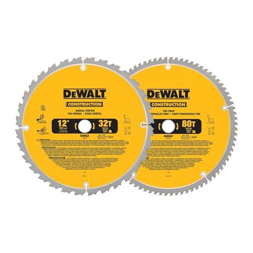 DEWALT 12-Inch Miter Saw Blade, Crosscutting, Tungsten Carbide, 80-Tooth, 2-Pack (DW3128P5)
