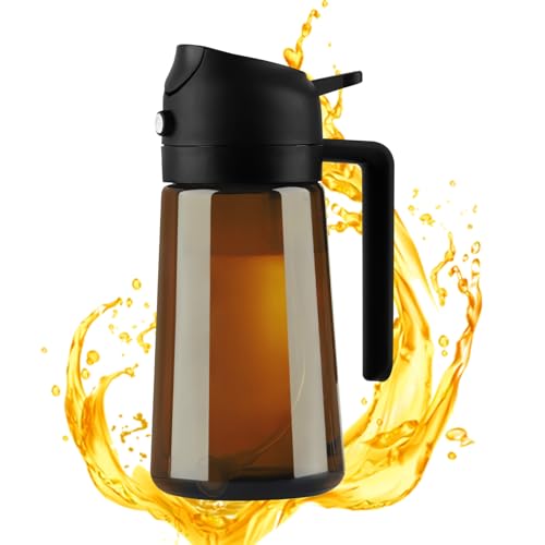 Yzpklhw Ölsprüher für Speiseöl, 2-in-1 Ölspender und Ölsprüher, 470ML UV-Schutz Sprühflasche...