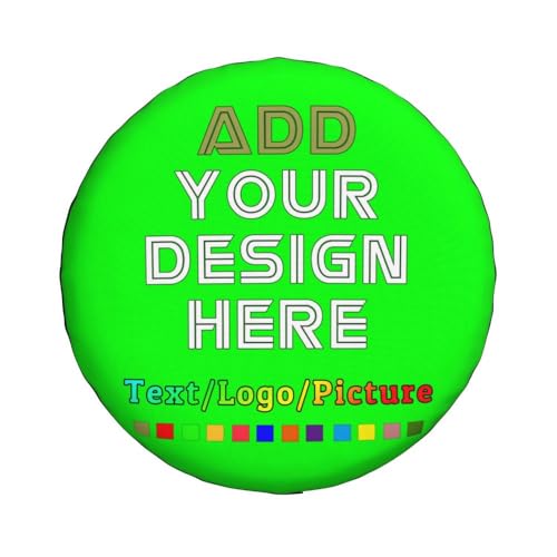 Image of Custom Spare Tire Cover with Picture, Customize Wheel Cover with Logo Personalized Waterproof Dust-Proof Polyester Tire Protectors for Trailer RV SUV All Vehicle, Lime
