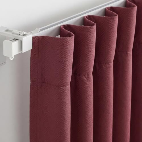 Image of FRESH FROM LOOM Light Block 12 ft Blackout Curtain | Premium 12 ft Long Door Non-Ring Curtains | S-Wave Pleat | Non-Ring Curtains | S-Wave Pleat | Long parda | Parde (Wine | 12 Feet, 1pc Only)