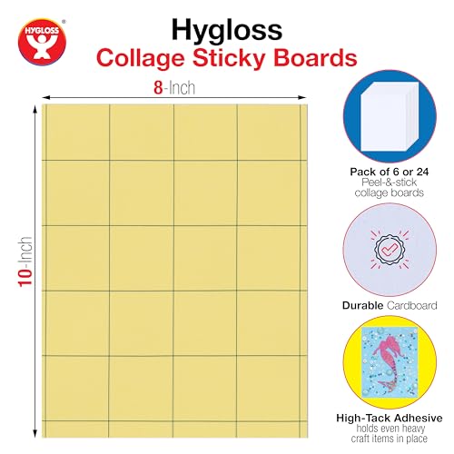 Image of Hygloss Sticky Collage Frames - 24 Pack 8 inchx10 inch Self Stick Collage Boards for Kids - Peel & Stick Mounting Boards for Art Projects, School Crafts, Classrooms, and DIY Displays