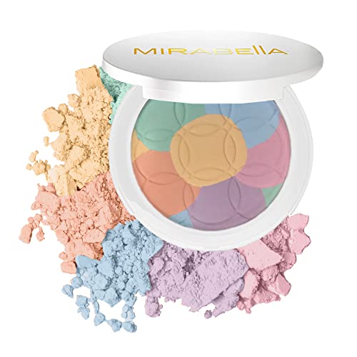 Mirabella Color Correcting Face Setting Powder – Mineral Setting Makeup Pressed Powder – Tone Correcting, Moisturizing & Light Diffusing – Universal Matte Face Powder for All Skin Types, 10g/0.35oz