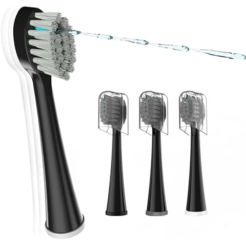Replacement Brush Heads for Waterpick Sonic Fusion 2.0 Flossing Toothbrush with Cover, Compact, 3 Count Black, Soft Bristles Cover