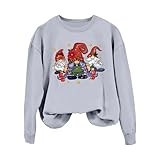 Genérico Jersey Navidad Mujer Sin Capucha,Sudadera con Capucha de Manga Larga con Estampado de muñeco de Nieve y Lunares Coloridos y Enanos para Mujer Informal de Moda navideña sin Cabeza (Grey L)