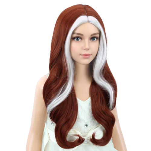 Image of PATTNIUM Brown Highlights Platinum Long Curly Middle Part Wig
