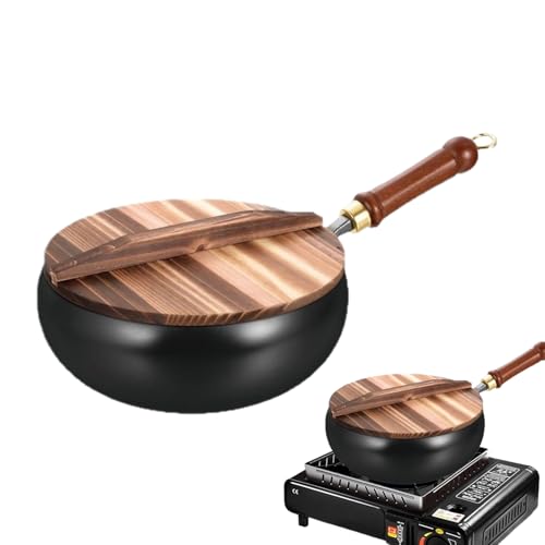 Sartén antiadherente genérica | de hierro con tapa resistente a los arañazos, utensilios de cocina antiarañazos sin revestimiento de fondo plano compatible con inducción para hornear, guisados y