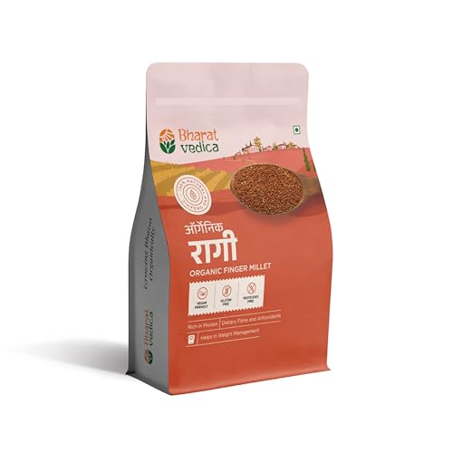 Image of Bharat Vedica Organic Ragi (Finger) Millet 1kg | 100% Natural & Gluten Free | Rich in Fibre & Protein | Vegan Friendly | Whole Grain Ragi