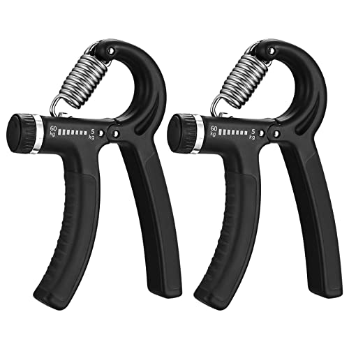 2 Stk Handtrainer Unterarmtrainer 5-60KG Verstellbarer, Griffkraft Trainer, Fingertrainer, Hand Trainingsgerät, Hand Trainer Gripper für Fitness Klettern Krafttraining Stressabbau Schwarz-2er Pack