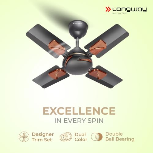 Image of LONGWAY Creta P1 600 mm /24 inch Ultra High Speed 4 Blade Anti-Dust Decorative Star Rated Ceiling Fan 2 Years Warranty (Smoked Brown, Pack of 1)