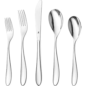 DANIALLI Modern Marettimo Silverware Set – 18/10 Stainless Steel Flatware for Elegant Dining – Dishwasher Safe Cutlery (80-Piece)