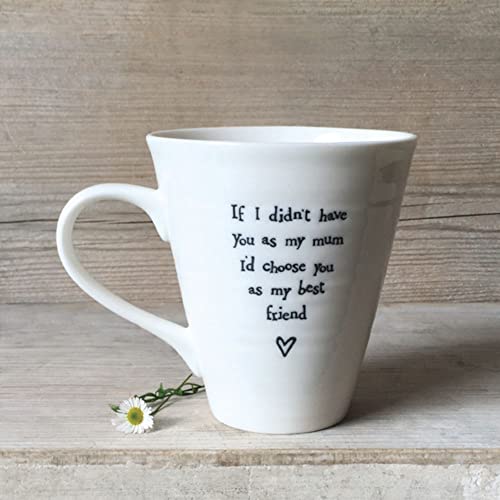 East of India Mum Best Friend Porcelain Mug, White With Light Blue Pattern, Medium - Image 2