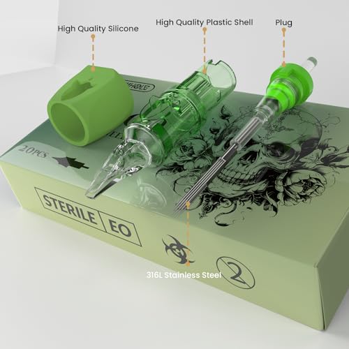 Image of Wormhole Tattoo Cartridge Needles Rocket 13RM Needle Cartridge Standard 13 Round Magnum Tattoo Needles 20PCS Disposable Finger Ledge Cartridges 3.5MM Taper for Tattoo Gun Tattoo Supplies 1013RM