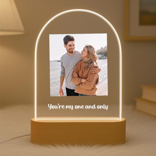 Image of Customized Photo Led Light With Adapter Frame for Couples | Personalized Picture Frame Wooden Stand | Custom Gift | Romantic Anniversary, Wedding, Birthday valentine's day for Gift Him or Her (Desgin 2)