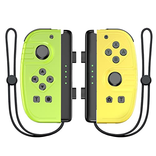 Gamrombo Joy Cons for Switch Nintendo, Upgraded Joycons for Switch Sports with Wrist Strap, L/R Wireless Replacement for Switch Joycon Controller Support Dual Vibration/Motion Control/Wake-up/Screenshot (Green, Yellow)