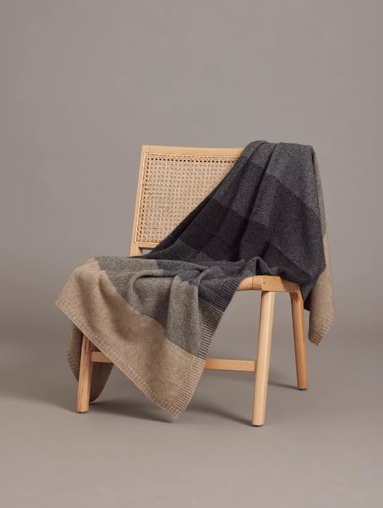 McDonald Textiles Australian Brushtail Possum Fur/New Zealand Merino Wool Ombre Throw (Sepia)