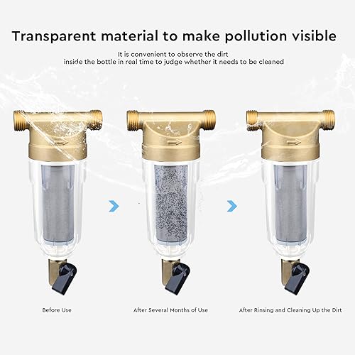 SWAWIS Wiederverwendbare Ausspülbarer Feinfilter, Spin-Down-Sediment-Wasserfilter, Wasserfilter Gartenschlauch, Eisenfilter für Brunnenwasser, Wasserhahn Wasserfilter Wasser(1/2’’ Male Thread)