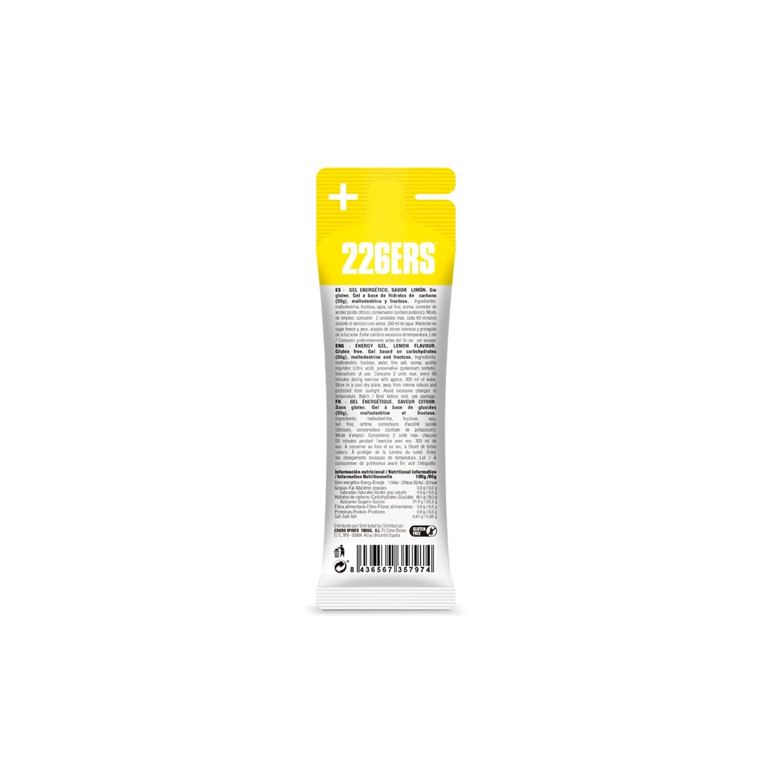 226ERS High Fructose Gel Energiegel, Zitronengeschmack, 24 x 80 g | Maltodextrin und Fruktose, Vegan, Glutenfrei, Für Sportler, Kohlenhydratzufuhr
