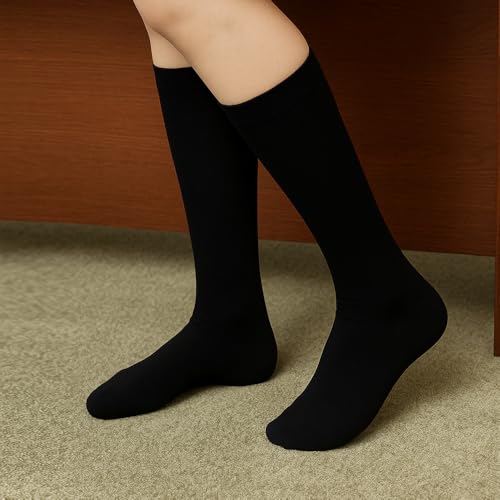 Women's Cotton Knee High Socks 2 Pairs Solid Colors Socks Cotton Warm Over the Knee Socks Casual Long Leg Dress Warmer Stockings3