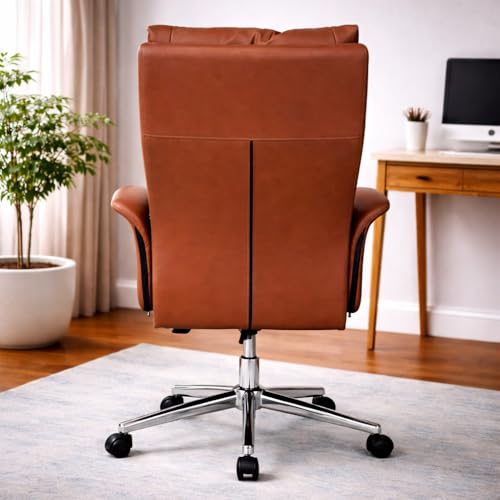 Image of Lakdi The Furniture Co Luxury Leatherette Director Office Chair with Plush Cushion, High Back Support, Ergonomic Design, Chrome Base and Smooth Castors, Free Assembly, 5 Year Warranty - 111012162