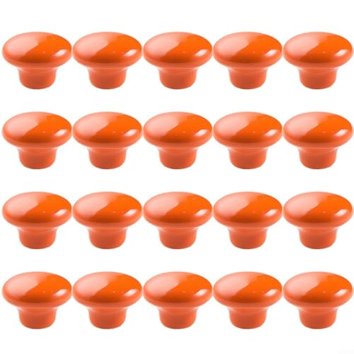 Vidonergy Juego de 20 tiradores de cerámica para armario de cocina y cajón con tornillos, manijas de armario vintage, pomos de puerta para armario, caja de zapatos, blanco naranja (naranja)