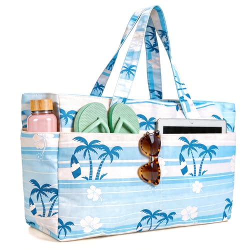 Hap Tim Sac fourre-tout de plage imperméable XXL avec compartiment humide et fermeture éclair, grande capacité, sac de voyage, léger, pliable, pour femme, pour la natation, le shopping, la salle de