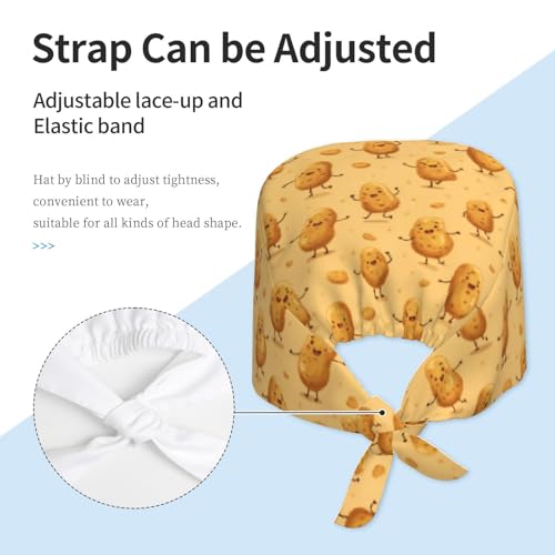 Image of Adjustable Scrub Cap with Sweatband, Breathable Working Hat for Men /Women