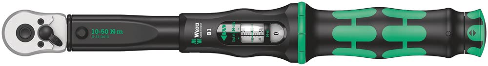 Wera 05075610001 Clé dynamométrique à cliquet Click-Torque B 1, 3/8", 10-50 Nm Vert