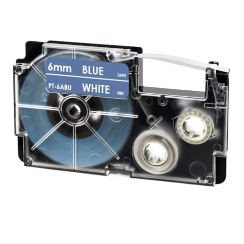 6mm XR�e�[�v���[�x�����[�J�[KL-8100 KL-120 KL-820 KL-7200 XR-6XRD RED�N���A���{���v�����^�[���x���e�[�v�ƌ݊���(White on Blue)