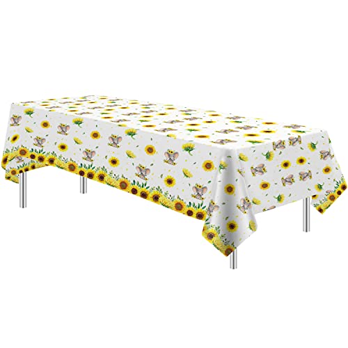 Xigejob XGB019 Elephant Baby Shower Tablecloth Supplies - Disposable Baby Elephant Baby Shower Decorations Table Cover, Elephant Sunflower Theme Birthday Table Cloth Decorations thumb #1