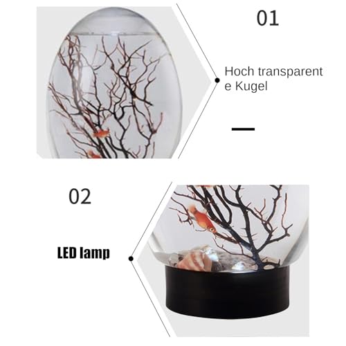 Tanque de peces de escritorio con luz LED para decoración 7