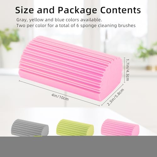 Image of 6 PCS Damp Duster Sponge, Magic Sponge Eraser, Reusable Household Cleaning Sponge Tool for Cleaning Dishes, Blinds, Glass, Baseboards, Vents,Glass, Railings, Mirrors