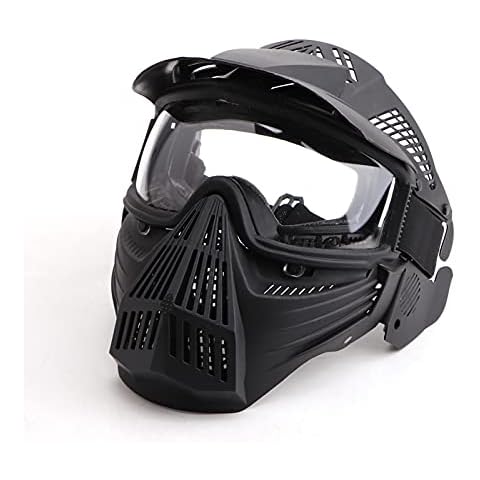 Full Face Masks Tactical Mask Black with ClearLens Protection Costume DIY with Visor for Halloween Cosplay Party Masquerade Shooting Game Movie Props for Men Woman Cover