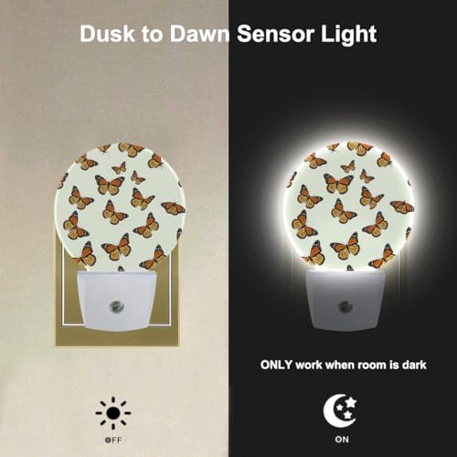Image of EKOBLA Monarch Butterfly Night Light, Butterfly Night Lights Plug Into Wall with Dusk to Dawn Auto Sensor for Bedroom, Bathroom and Corridor