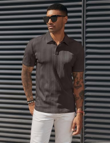 Image of PJ PAUL JONES Mens Polo Shirts Short Sleeve Textured Knit Polos