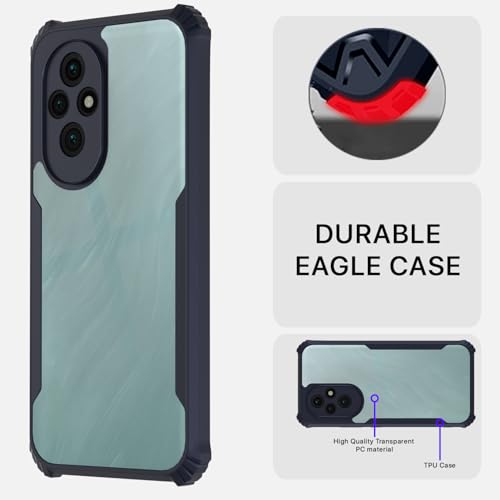Image of Pikkme Crystal Clear Transparent Back Cover | Ultra Hyrbid | Full Camera Protection | Raised Edge | Bumper Case for Honor 200 5G (Blue)