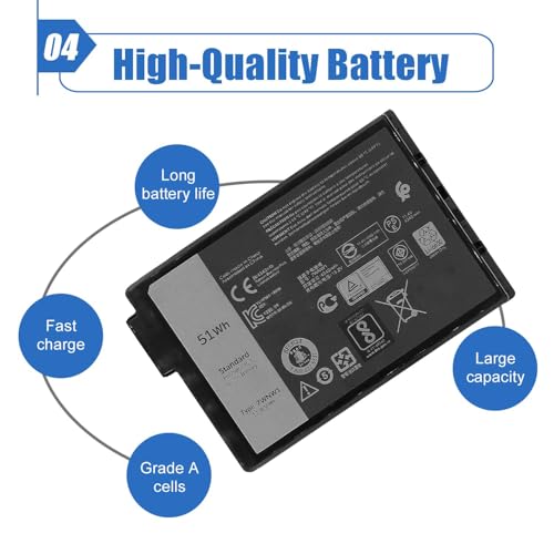 Image of 51Wh 7WNW1 Laptop Battery Compatible with Dell Latitude 5424 5420 7424 Rugged Extreme P85G P86G P137G001 P137G002 P85G001 P86G001 Series DMF8C 0DMF8C GK3D3 07WNW1 11.4V 4342mAh