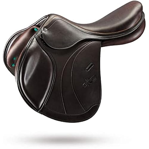 English All-Purpose Jumping Horse Riding Saddle, Brown Leather, Classic Design