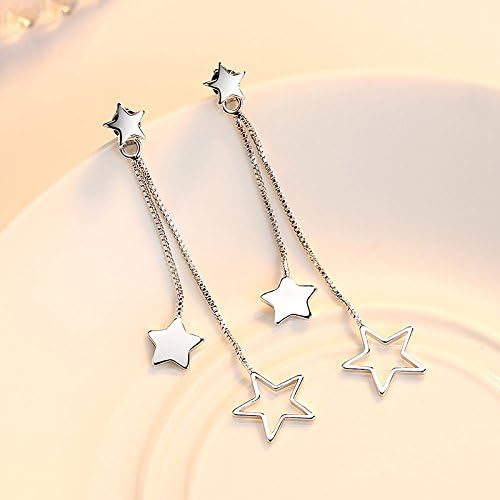 Sterling Silver Long Dangle Drop tassel star meteor earrings For Women - Image 4