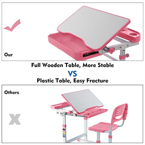 image for DAY8 Children Desk and Chair Set, Children Study Table Height Adjustab