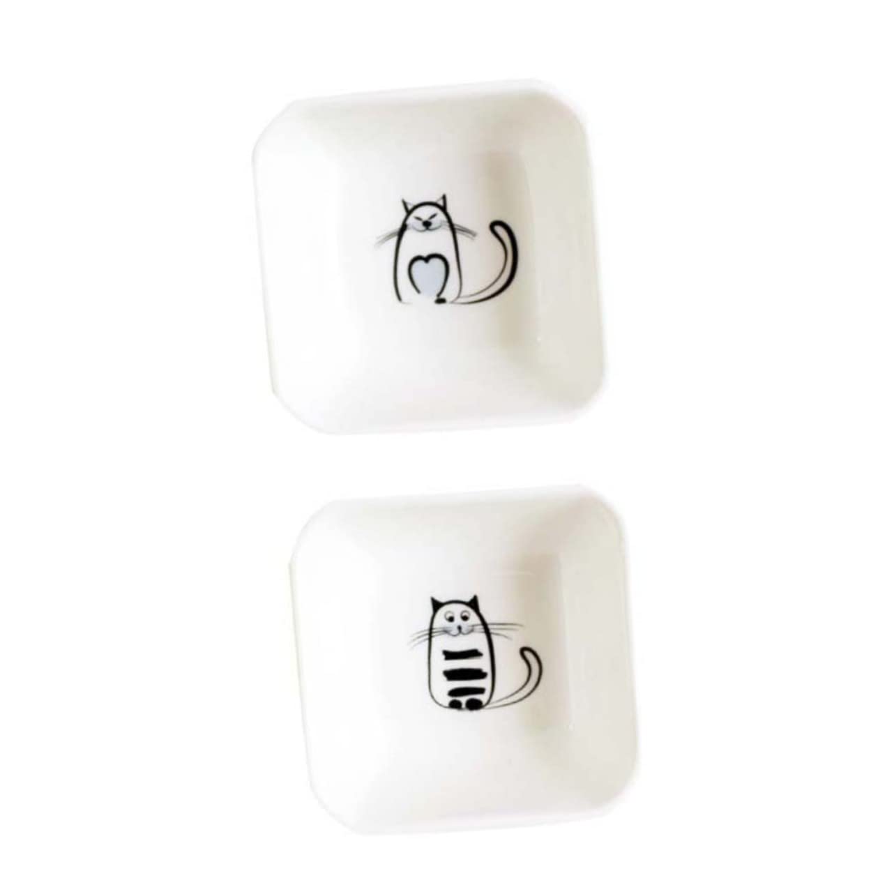 Amazon.co.jp: FELTECHELECTR スクエア陶器調味料皿 猫柄セラミッ ス皿