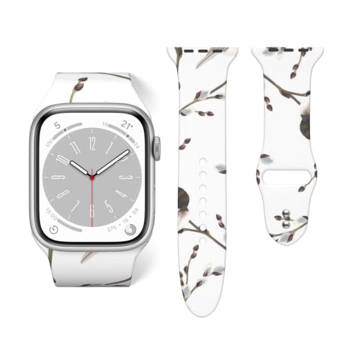 Willow Branches And Birds Black-Capped Chickadee Compatible With Apple Watch 42mm 44mm, Buckle Sport Replacement Wristband With Clasp For Iwatch Series 9 8 7 6 5 4 3 2 1 Se