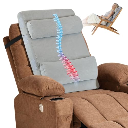 BYTLK 2-in-1 Neck & Lumbar Support Pillow with Adjustable Height and Ergonomic backrest Design Suitable for recliners Sofas high-Back Rocking Chairs Relieve Back Pressure.