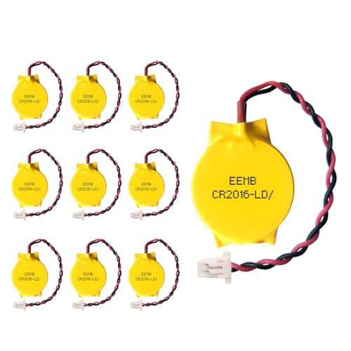 EEMB Pila CMOS 3V CR2016 con Cable y Conector SHR, Paquete de 10