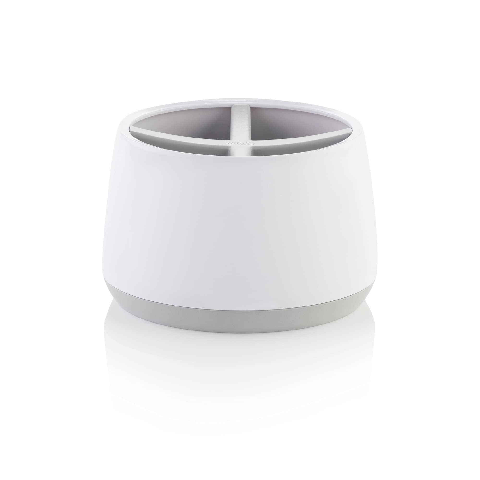 Minky Bathroom Storage Caddy, Toothbrush Holder With 4 Compartments, Electric Toothbrush Holder, Bathroom Storage & Organisation, White & Light Grey, Made in the UK