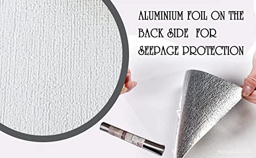Image of Textured Linen Wallpaper for Walls Sticker Roll (8 Pcs) I 3D Foam Wallpaper for Full Wall, Furniture I Fabric, Waterproof, Large (White; 8 Pieces of 3 Meter x 0.7 Meter Each)
