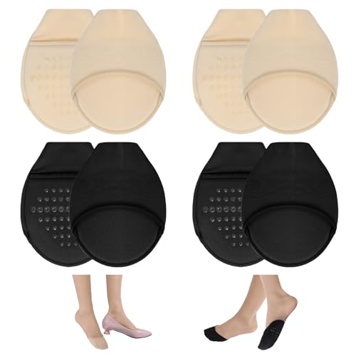 4 Pairs Socks For Heels Toe Socks Women Toe Covers For Women Half Socks For Women Ball Of Foot Cushion Socks Women's Toe Cover No Show Liner Half Socks For Heels With Padding Toe Topper Liner Socks