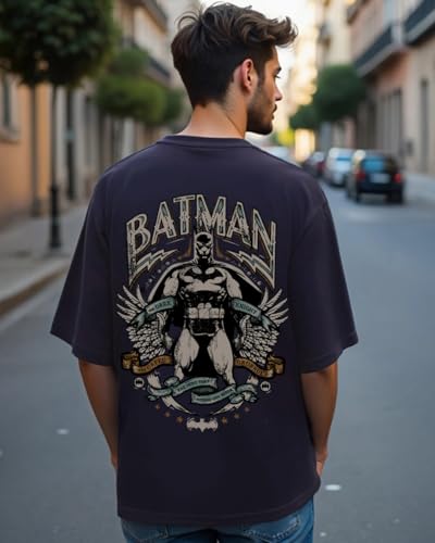 Image of Bewakoof Official DC Merchandise Men's 100% Cotton 220 GSM Graphic Print Oversized Fit Round Neck T-Shirt