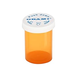 Plastic Medicine Pill Bottles with Child Resistant Caps - Push Down and Turn - Prescription Vial, Medicine Container, Pill Cases Dispenser Organizers (12pcs, 20 Dram)