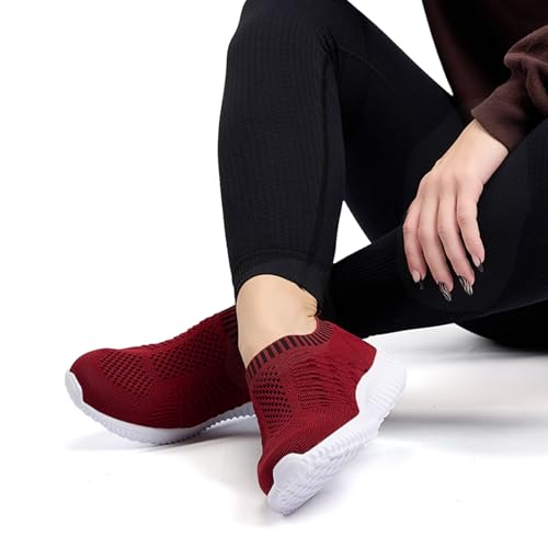 Image of konhill Womens Walking Shoes Slip On Sneakers Breathable Mesh Lightweight Casual Footwear for Daily Commute